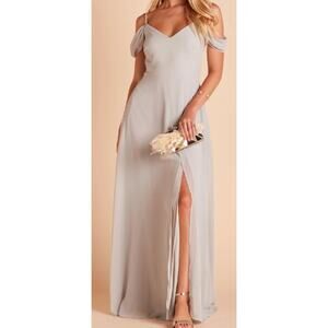 BIRDY GREY M dove grey Devin chiffon maxi bridesmaid party formal dress NWT B85
